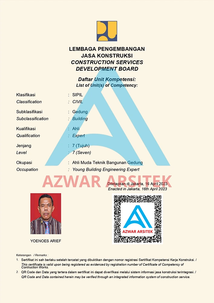 Sertifikat LPJK Ahli Muda